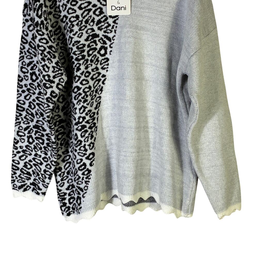 Davi & Dani Leopard Colorblock Knit Sweater Women… - image 4